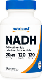 Nutricost NADH supplement bottle with 120 capsules label