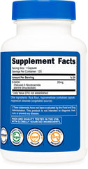 Supplement facts panel showing 20 mg NADH per serving
