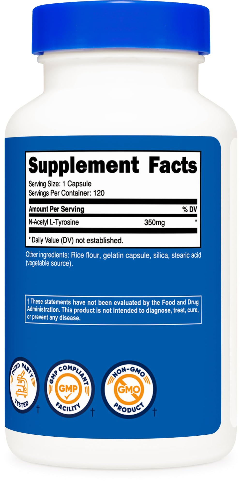 Supplement facts panel showing 350mg per capsule