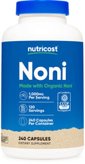 Nutricost Noni Capsules bottle label with 240 capsules