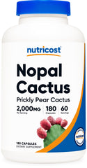 Nutricost Nopal Cactus 2000mg bottle with 180 vegan capsules (60 servings)