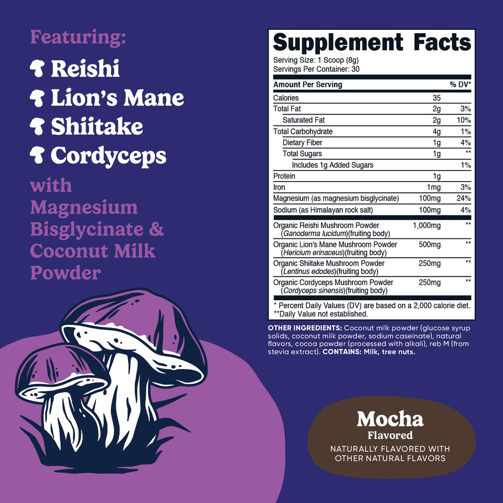 Mocha mushroom drink being prepared in a mug