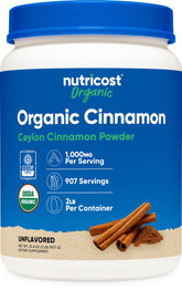 Front view of Nutricost Organic Ceylon Cinnamon Powder 2 lb bottle
