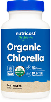 Nutricost Organic Chlorella 500mg bottle – front view