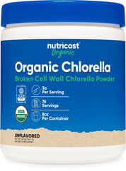 Nutricost Organic Chlorella Powder 8oz bottle front view