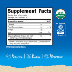 Serving scoop with 3g chlorella powder per serving