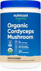 Nutricost Organic Cordyceps Mushroom Powder 250g bottle