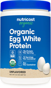 Nutricost organic egg white protein powder 8oz bottle for quick high-protein shakes