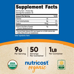 Nutricost Organic Goji Berry Powder bottle with label