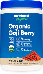 Front view of Nutricost Organic Goji Berry Powder 1 lb