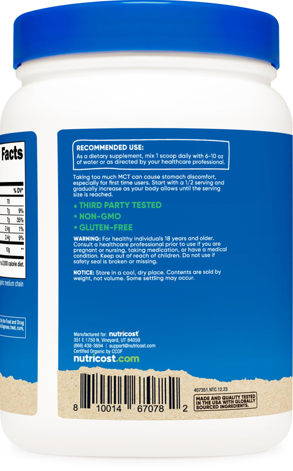 Serving scoop with MCT Oil Powder