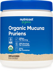 Front view of Nutricost Organic Mucuna Pruriens Powder 250 g bottle