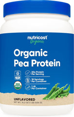 Nutricost Organic Pea Protein Powder 1lb container for versatile plant protein at home