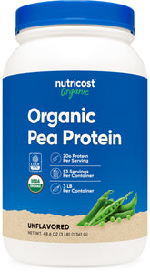 Nutricost Organic Pea Protein Powder container, 3 lb, unflavored