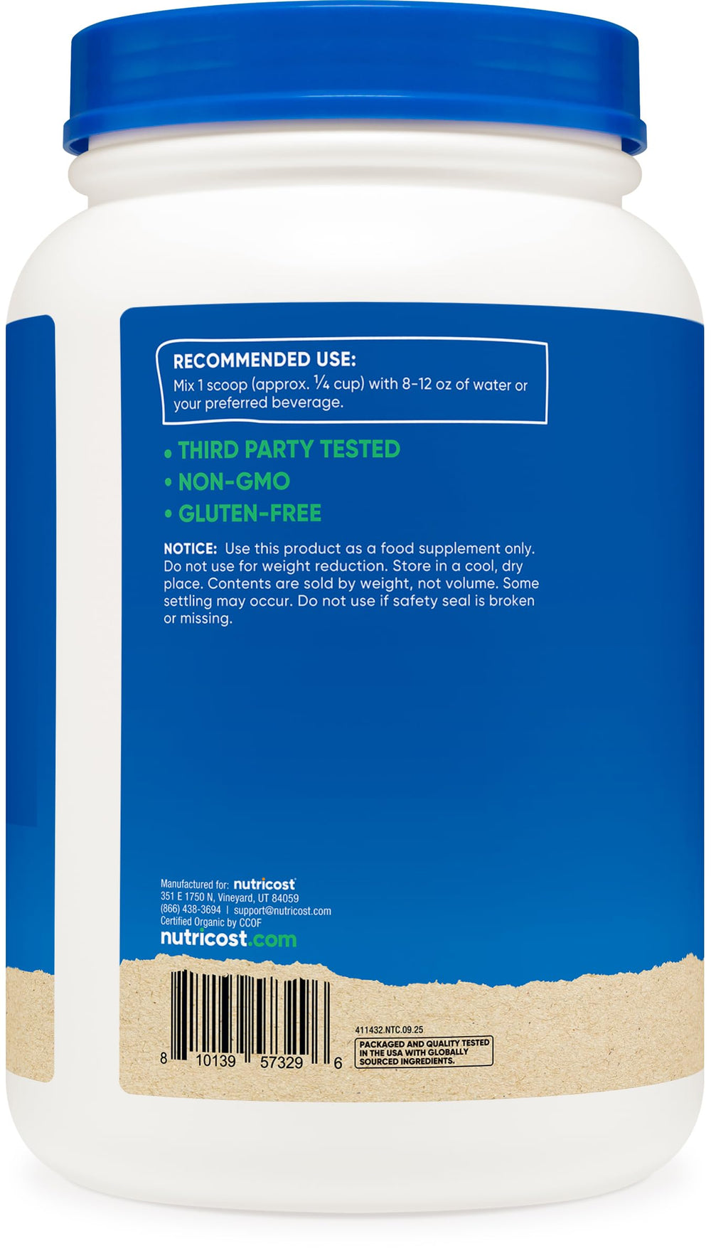 Nutricost Organic Rice Protein brown rice-sourcing emphasizes brown rice origin