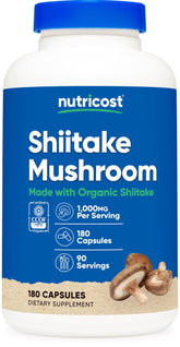 Nutricost Organic Shiitake Mushroom Capsules bottle label