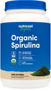 Nutricost Organic Spirulina Powder 2 LB bottle – front view