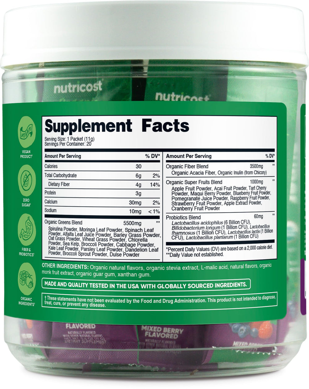 Healthy lifestyle with Nutricost Organic Super Greens Mixed Berry smoothie