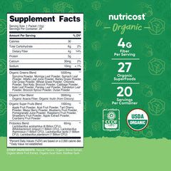 Close-up of Nutricost Organic Super Greens powder in a scoop