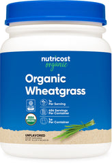 Front view of Nutricost Organic Wheatgrass Powder 1 lb