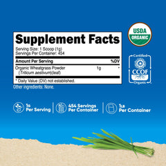 Nutricost Organic Wheatgrass Powder 1 lb packaging and label