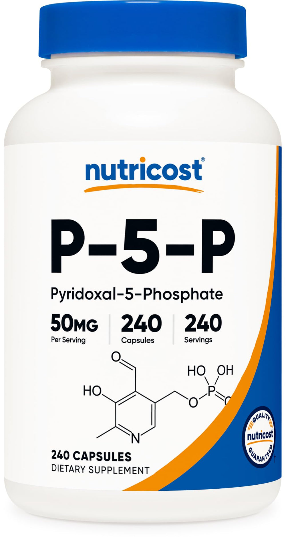 Nutricost P5P Vitamin B6 50mg bottle – front label