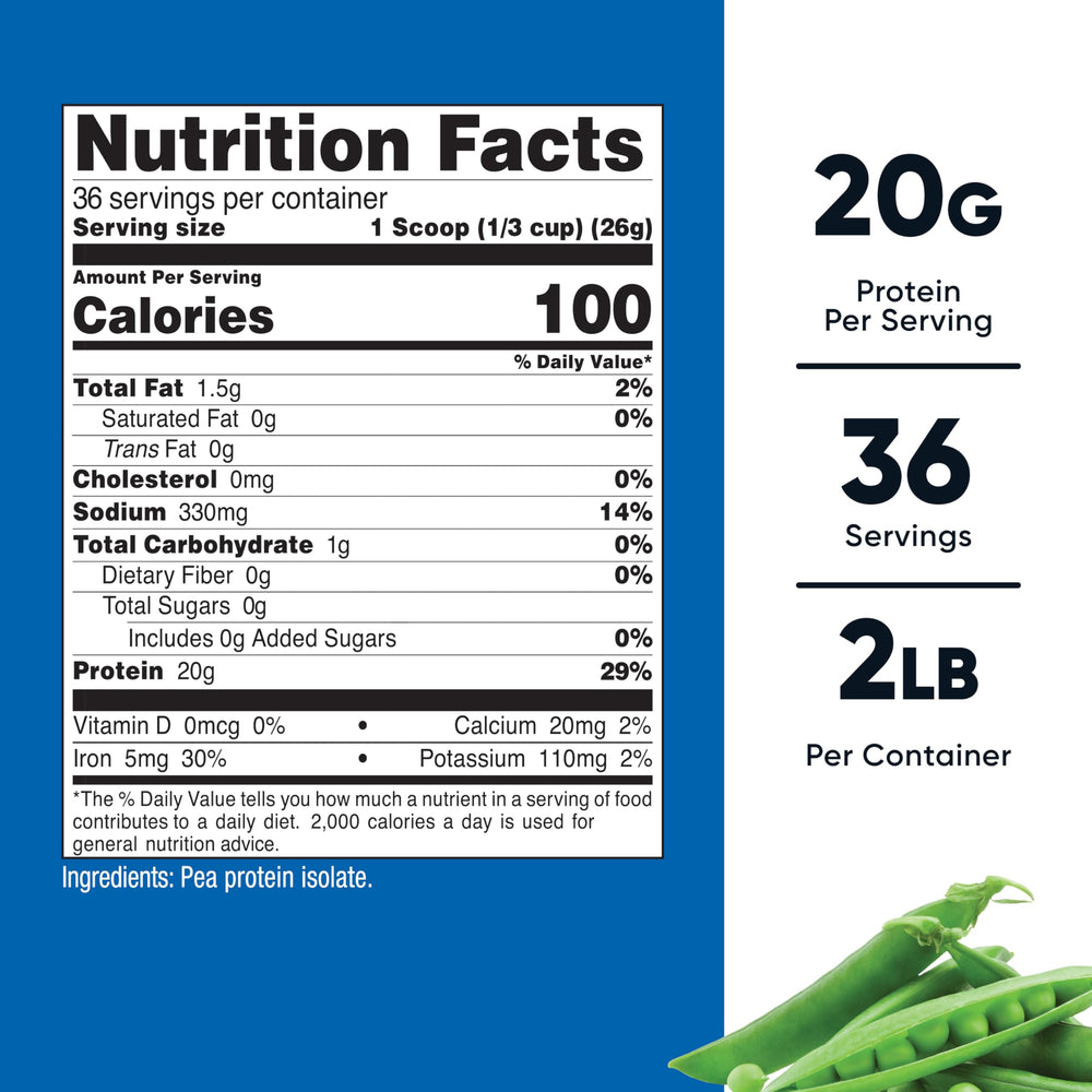 Nutricost pea protein powder serving scoop illustrating easy portion control for shakes.