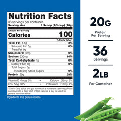 Nutricost pea protein powder serving scoop illustrating easy portion control for shakes.