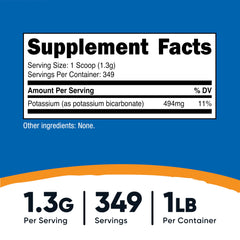 Close-up of serving scoop with potassium bicarbonate powder