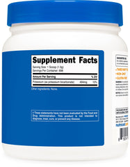 Nutrition facts panel for Nutricost Potassium Bicarbonate Powder 2 lb