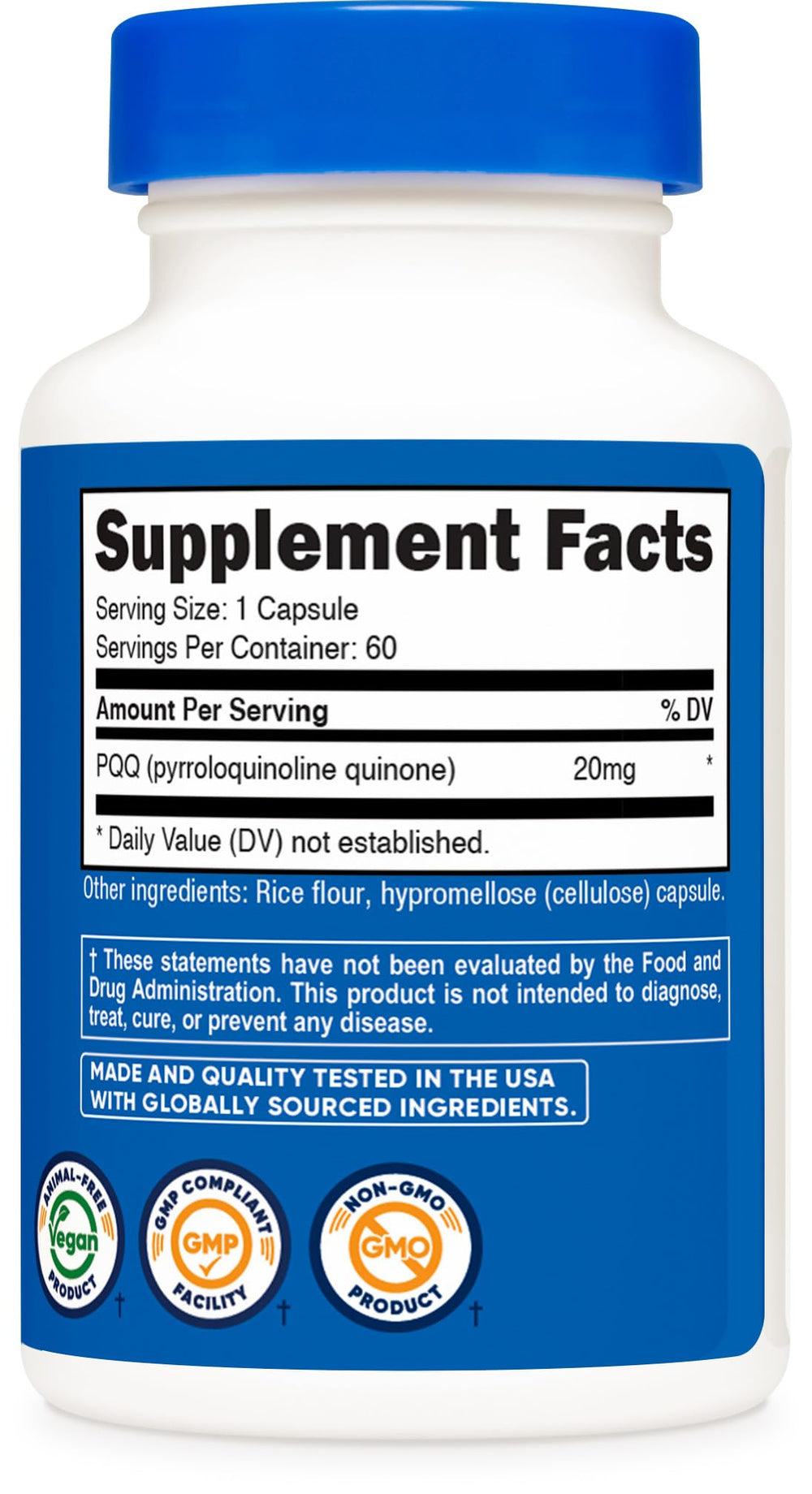 Third-party tested Nutricost PQQ seal