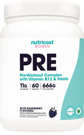 Nutricost Pre-Workout Powder for Women – Blue Raspberry bottle front