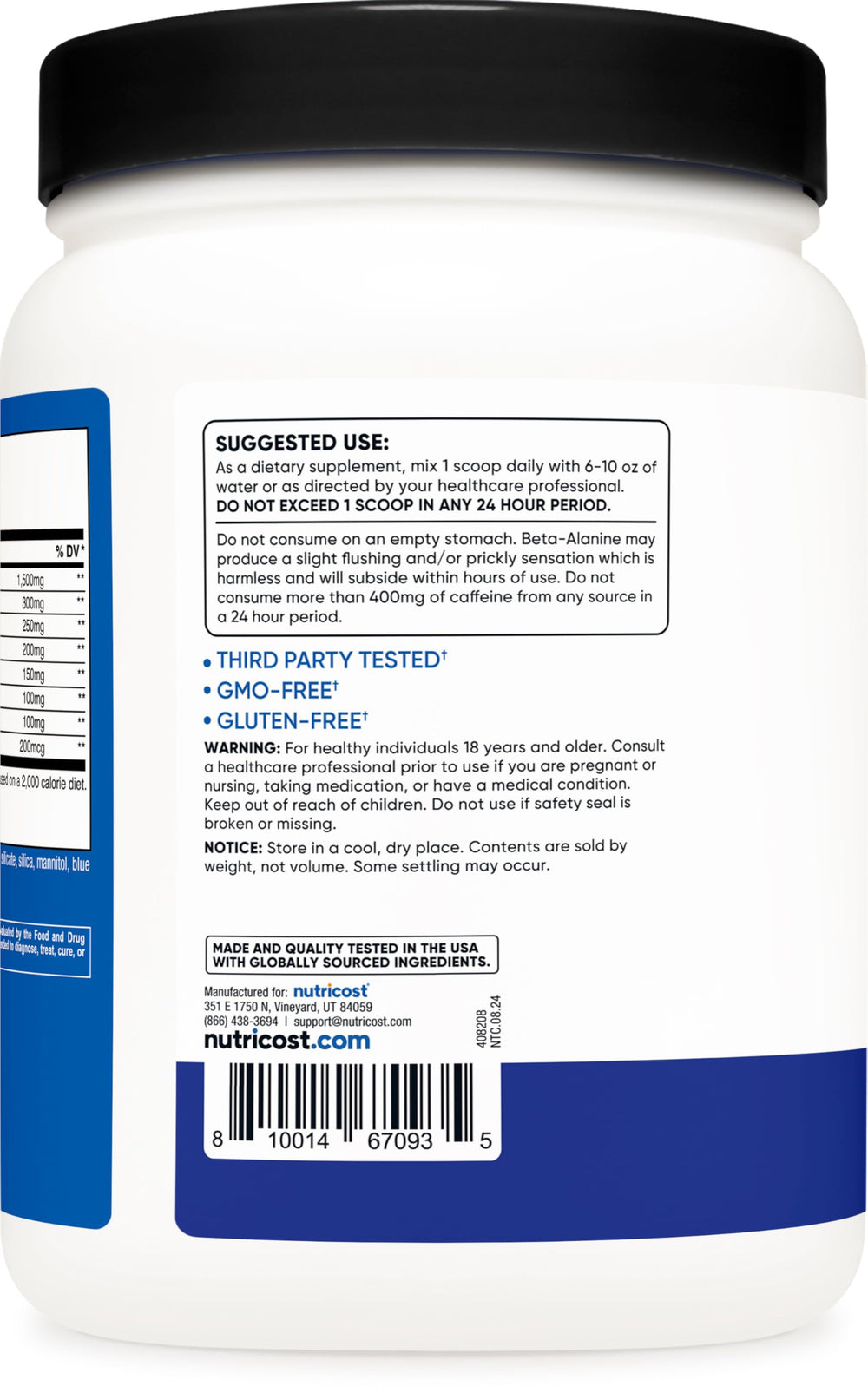 Vegetarian, Non-GMO, Gluten-Free pre-workout formula