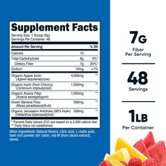 Powder form of Nutricost Prebiotic Fiber with fruit punch flavor