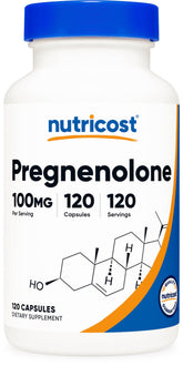 Nutricost Pregnenolone 100mg bottle with 120 vegetarian capsules