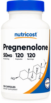 Nutricost Pregnenolone 50mg bottle label — 120 capsules