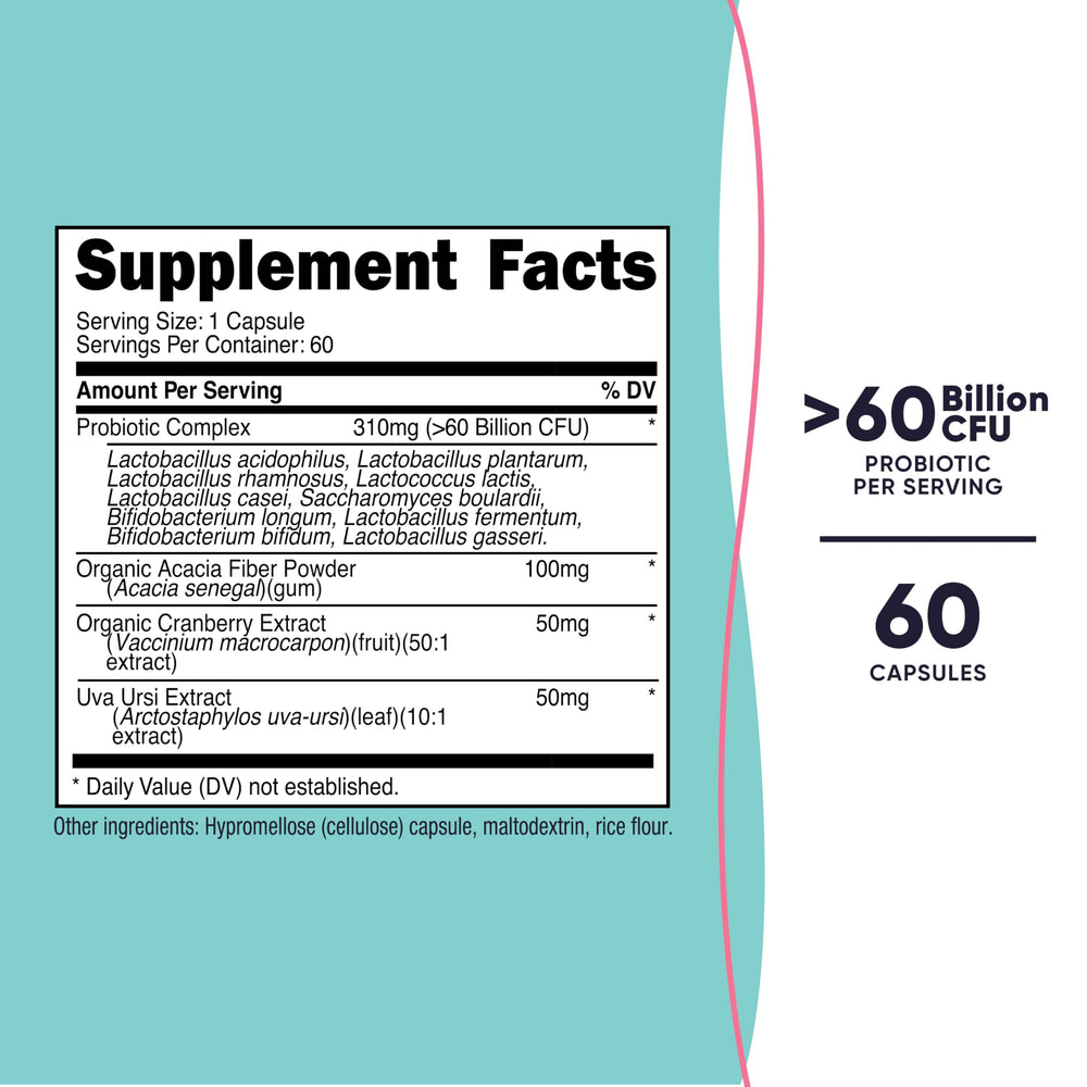 Close-up of probiotic capsule showing 60 Billion CFU