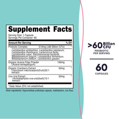 Close-up of probiotic capsule showing 60 Billion CFU