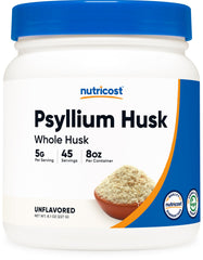 Front view of Nutricost Psyllium Husk Flakes 8.1oz