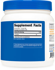 Nutrition facts and ingredients panel for Nutricost L-Citrulline Base Powder 600g