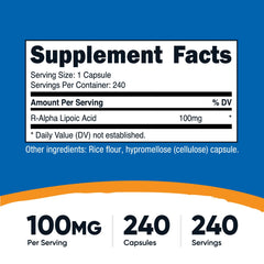 R-Alpha Lipoic Acid 100mg bottle with 240 servings