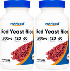 Nutricost Red Yeast Rice 1200mg bottle with 120 capsules (pack of 2)
