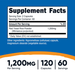 Close-up of Nutricost Red Yeast Rice 1200mg capsules