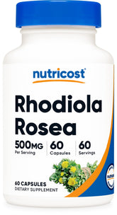 Front view of Nutricost Rhodiola Rosea 500mg bottle