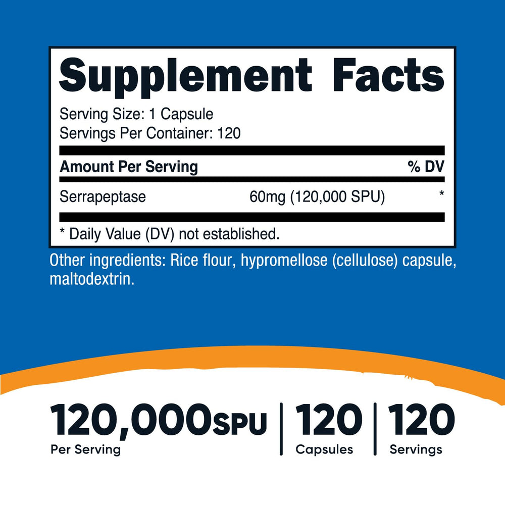 Nutricost Serrapeptase bottle showing 120 capsules