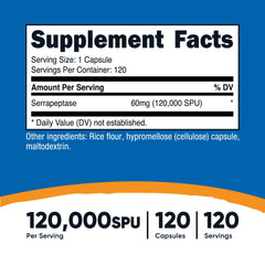 Nutricost Serrapeptase bottle showing 120 capsules