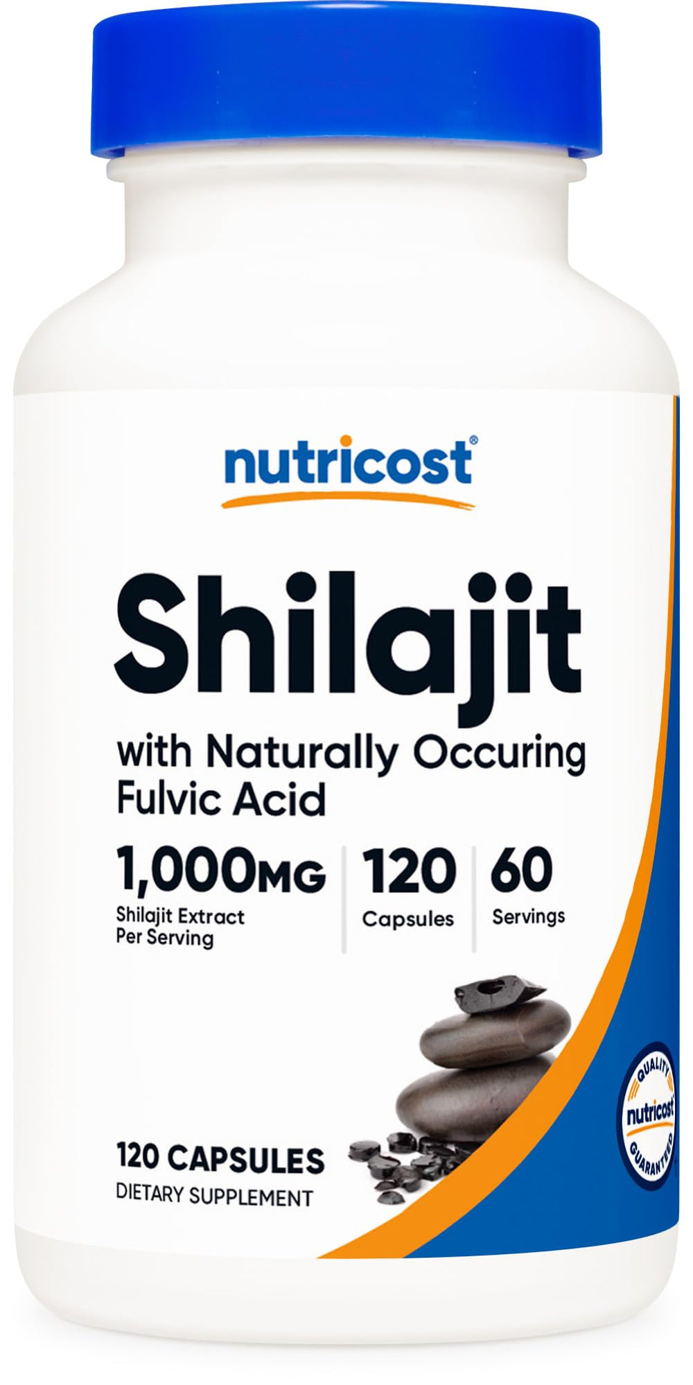Nutricost Shilajit capsules bottle showing 1000 mg per serving