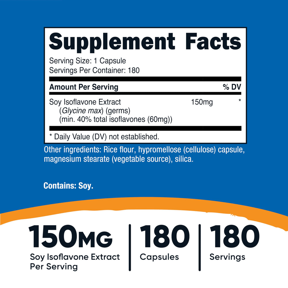 Close-up of Nutricost Soy Isoflavones capsules