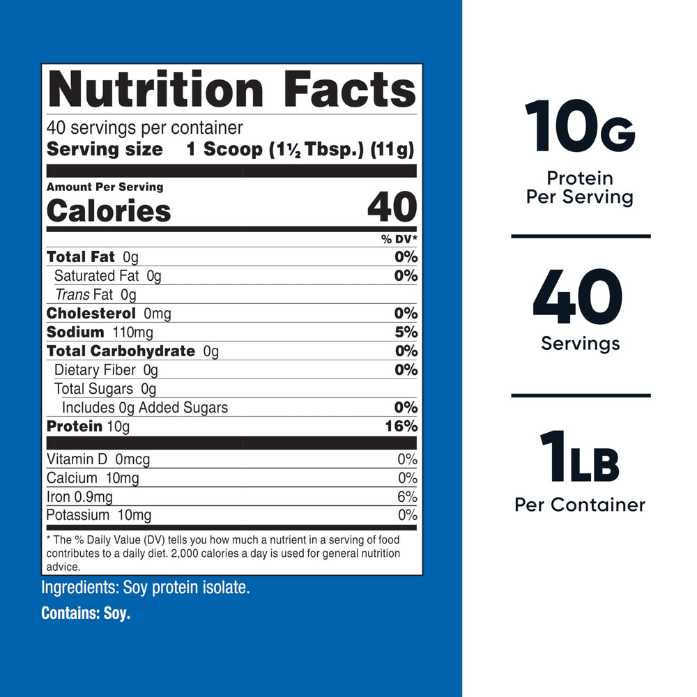 Nutricost soy protein isolate being poured into water for quick protein boost.