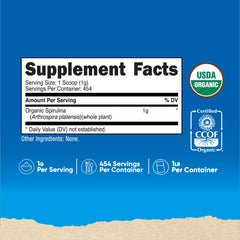 Nutricost Organic Spirulina powder bottle with label